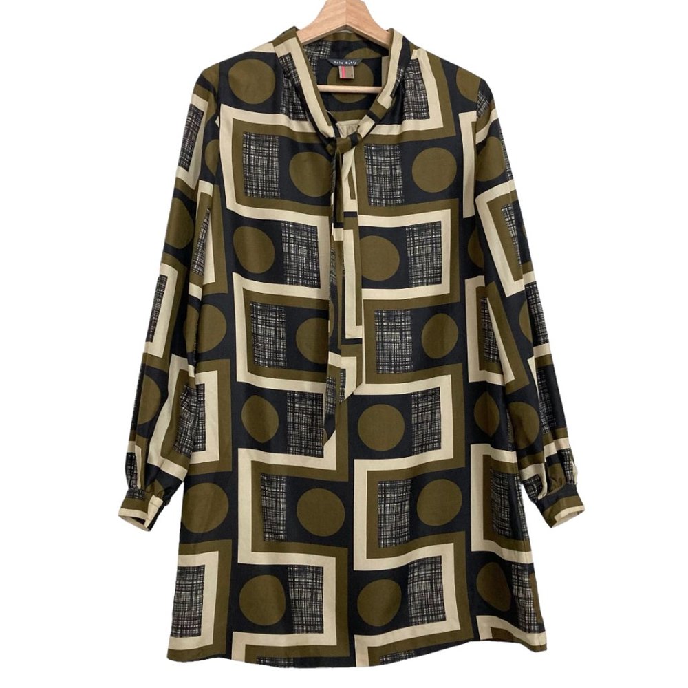 Vintage ORLA KIELY Silk & Wool MCM 60s Mad Men Geometric Print Tent Dress